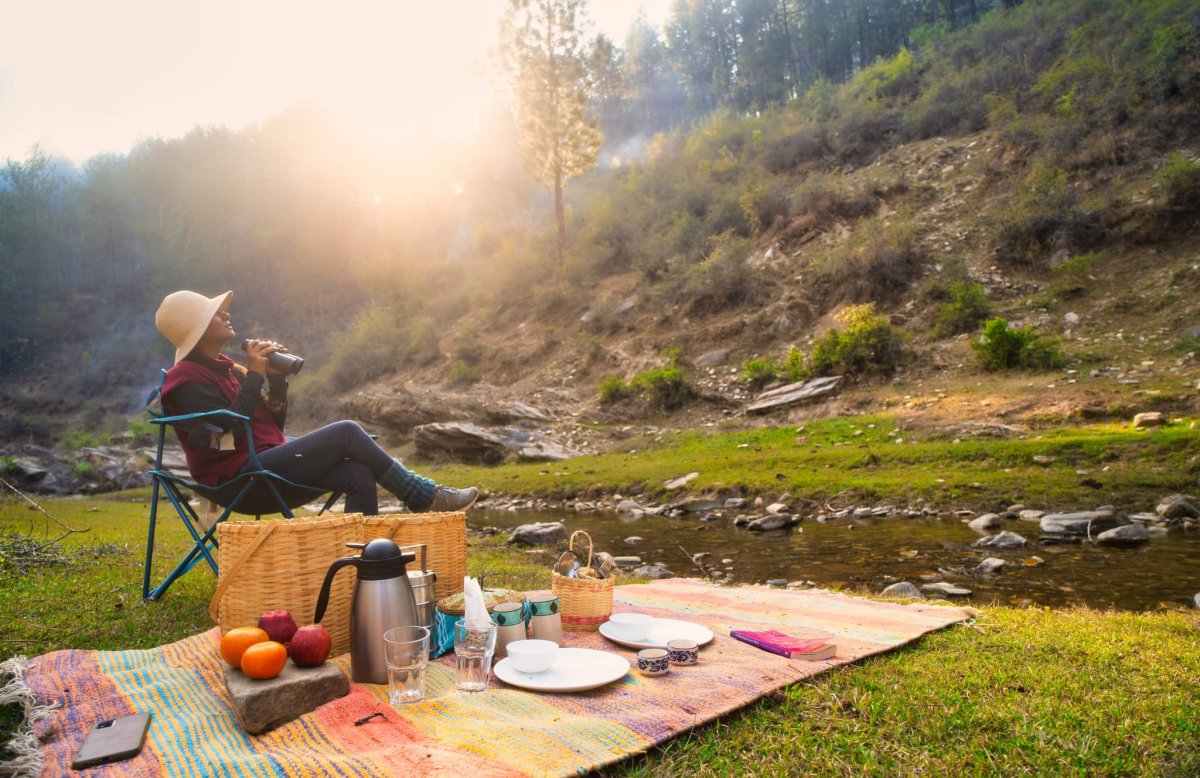 Picnic Lunch by the Stream